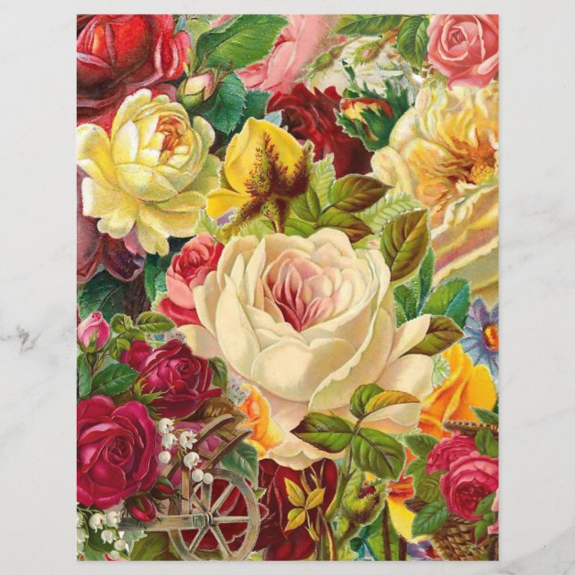 Lámina Papel de cuaderno de Rosas y flores de Victoria (Anverso)