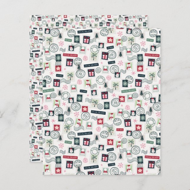 Lámina Papel de cuaderno de sellos de correo para navidad (Anverso / Reverso)