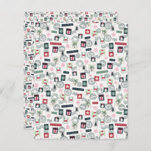 Lámina Papel de cuaderno de sellos de correo para navidad