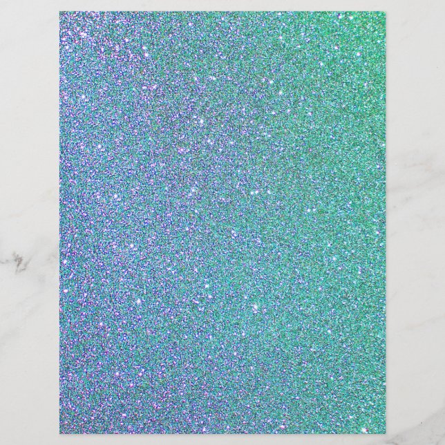 Lámina Papel de cuaderno de texto azul y Purpurina Verde  (Anverso)