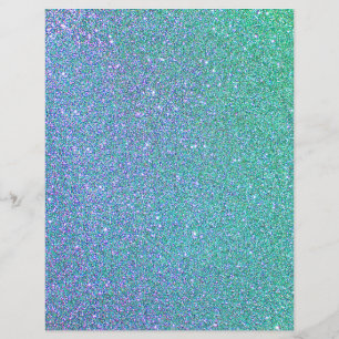 Lámina Papel de cuaderno de texto azul y Purpurina Verde 