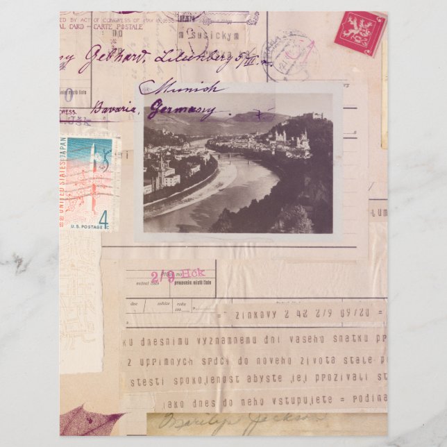 Lámina Papel de cuaderno de viajes de casco antiguo con p (Anverso)