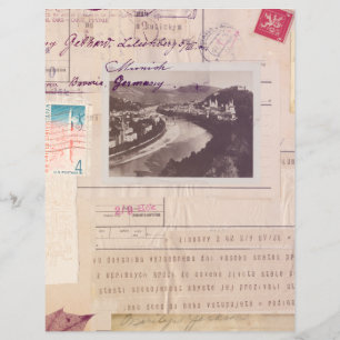 Lámina Papel de cuaderno de viajes de casco antiguo con p
