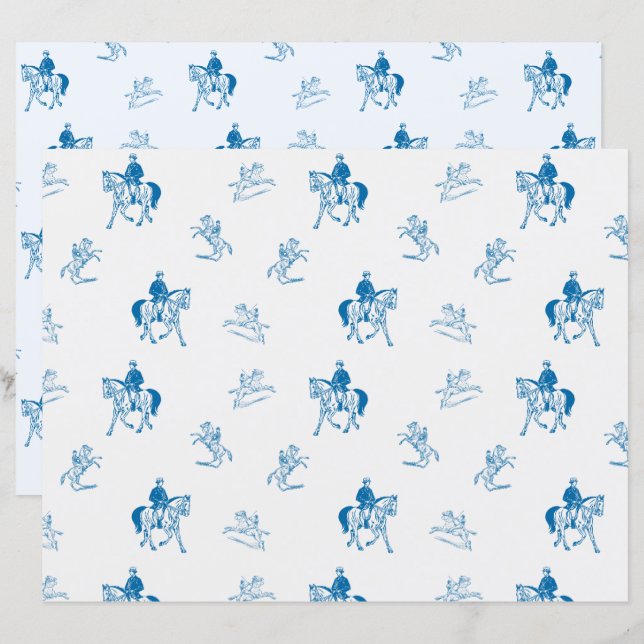Lámina Papel de cuaderno ecuestre vintage (Anverso / Reverso)