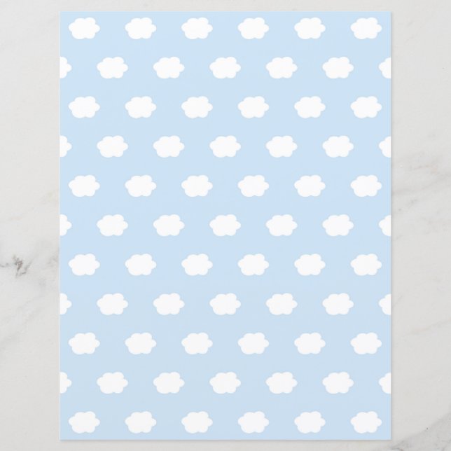 Lámina Papel de cuaderno en la nube blanco en el cielo az (Anverso)