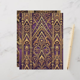Lámina Papel de cuaderno gótico morado y dorado victorian