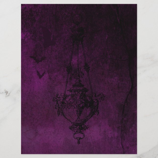 Lámina Papel de cuaderno gótico morado y negro (Anverso)