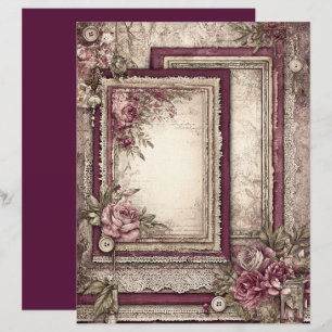 Lámina Papel de cuaderno gráfico de victorianos y encajes