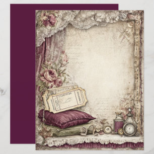 Lámina Papel de cuaderno gráfico de victorianos y encajes