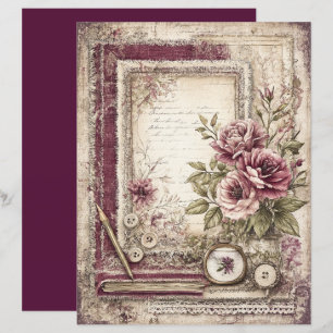 Lámina Papel de cuaderno gráfico de victorianos y encajes