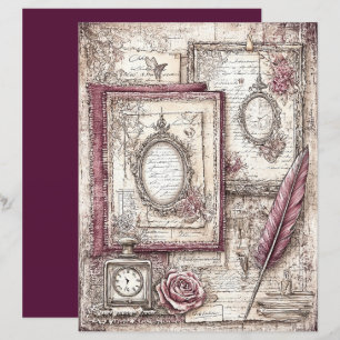 Lámina Papel de cuaderno gráfico de victorianos y encajes