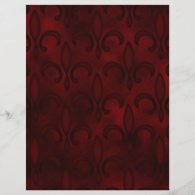 Lámina Papel de cuaderno oscuro rojo Fleur de Lis (Anverso)