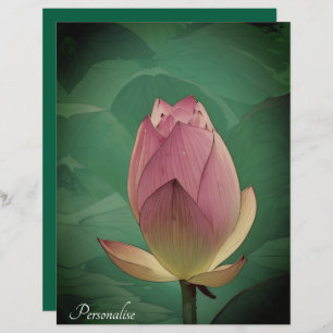 Lámina Papel de cuaderno personal verde rosado de tulipán