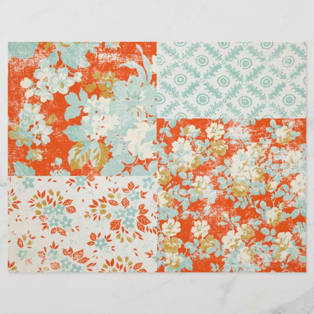 Lámina Papel de diario basura de cuaderno floral con prob (Anverso)