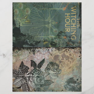 Lámina Papel de diario de collage místico de la hora bruj