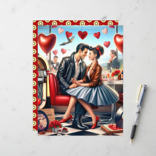 Lámina Papel de Diner Valentine Scrapbook de los años 50
