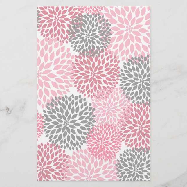 Lámina Papel de diseño de cuadernillo de dahlia gris rosa (Anverso)