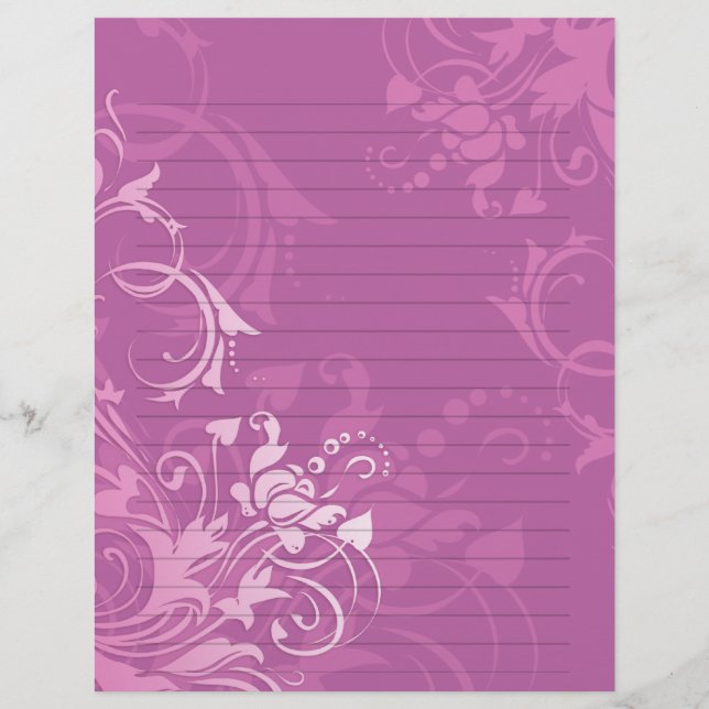 Lámina papel de diseño floral de giro rosado de bonito (Anverso)