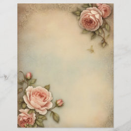 Lámina Papel de doble cara de Rosas de época