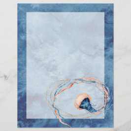 Lámina Papel de escritura de acuarela de medusas