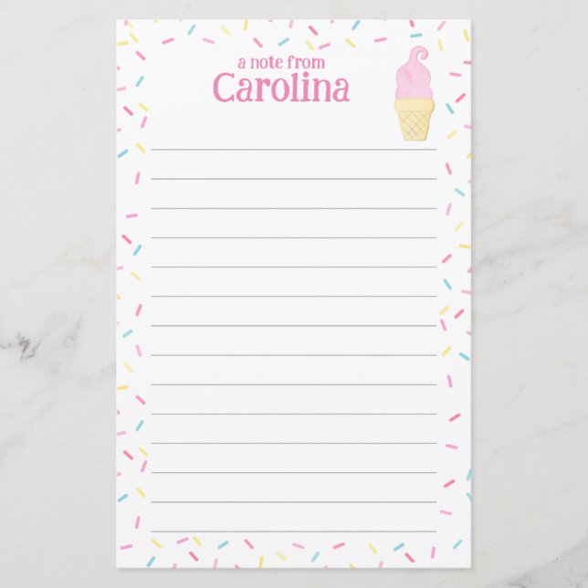 Lámina Papel de escritura de carta en lino de helado de c (Anverso)