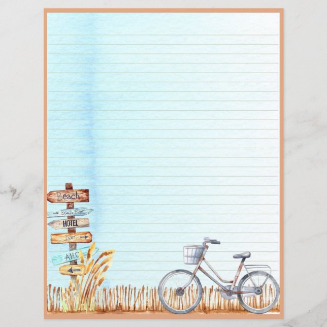 Lámina Papel de escritura de cartas de bicicleta de veran (Anverso)