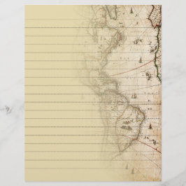 Lámina Papel de escritura de cuadernillo de mapas vintage