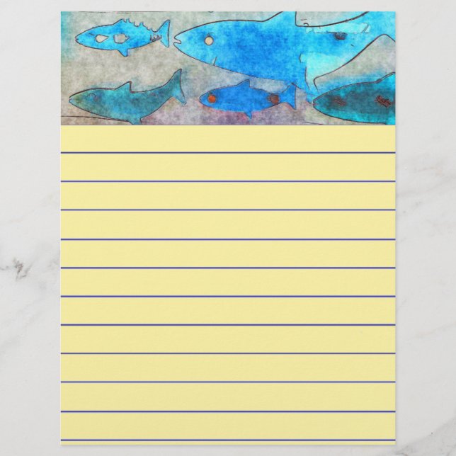 Lámina Papel de escritura de peces (Anverso)