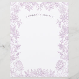 Lámina Papel de escritura elegante de lavanda floral