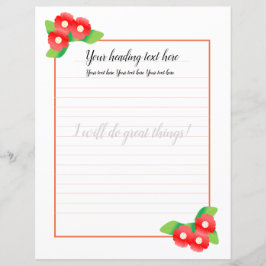 Lámina Papel de escritura floral de Magnolia roja
