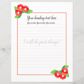 Lámina Papel de escritura floral de Magnolia roja