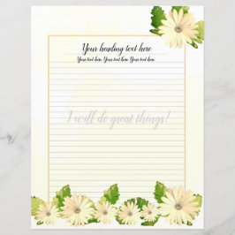 Lámina Papel de escritura floral de margarita amarilla