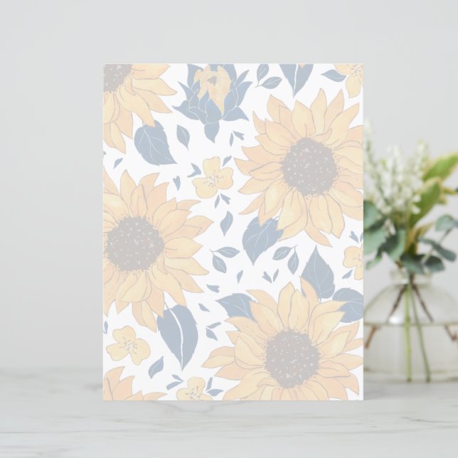 Lámina Papel de escritura floral - diseño lavado con gira (Anverso de pie)