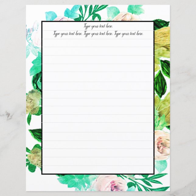 Lámina Papel de escritura floral Greenie Magnolia (Anverso)
