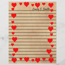 Papel de escritura vintage de Valentine Heart Bord