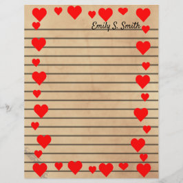 Lámina Papel de escritura vintage de Valentine Heart Bord