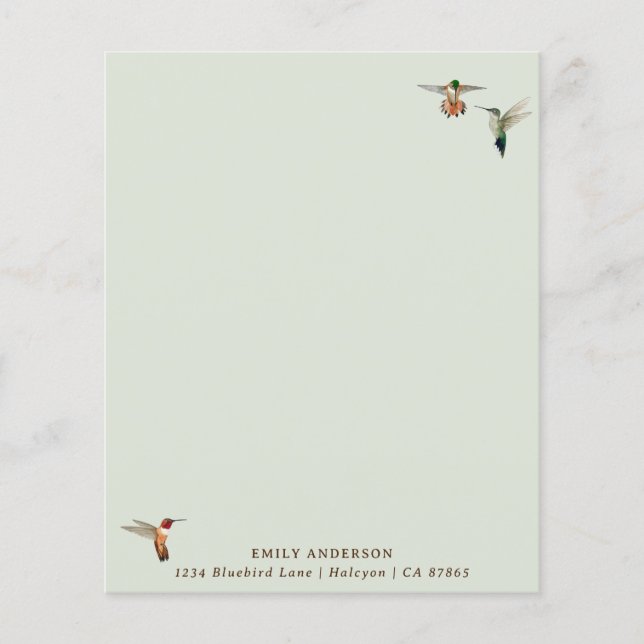 Lámina Papel de estacionamiento del colibrí verde persona (Anverso)
