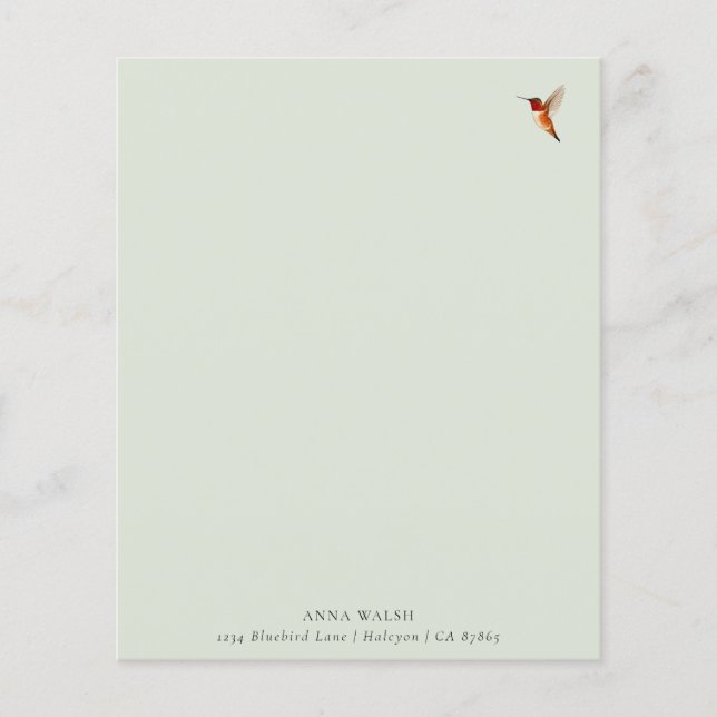 Lámina Papel de estacionamiento del colibrí verde persona (Anverso)