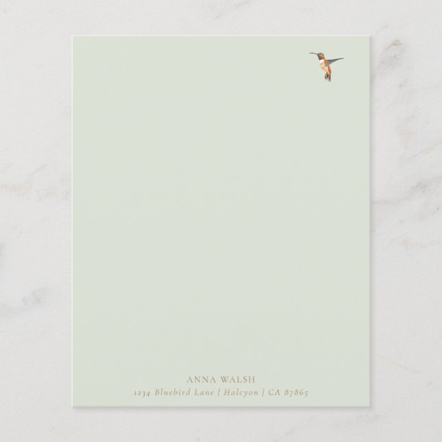 Lámina Papel de estacionamiento del colibrí verde persona (Anverso)