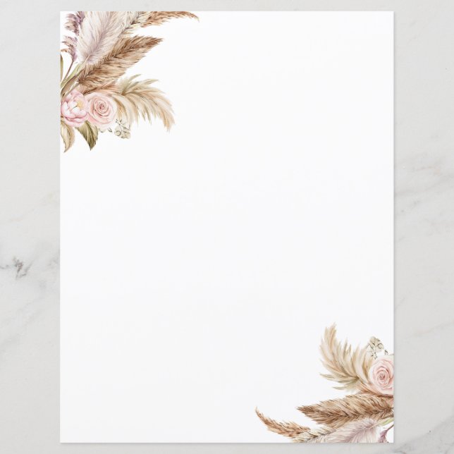 Lámina Papel de estacionamiento floral de Pampas Boho (Anverso)