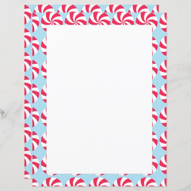 Lámina Papel de estacionería azul para Navidades de menta (Anverso / Reverso)