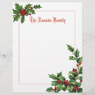 Lámina Papel de estacionería de Holly and Berries o de cu