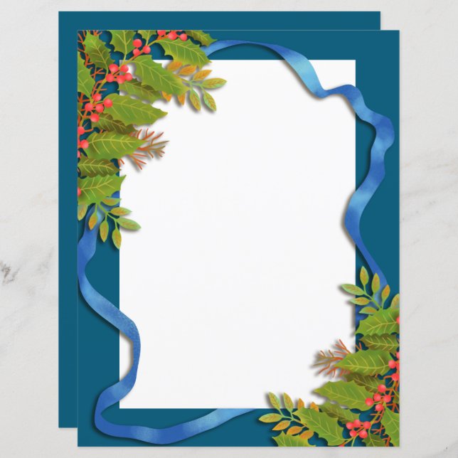 Lámina Papel de estantería azul de cinta de navidades (Anverso / Reverso)