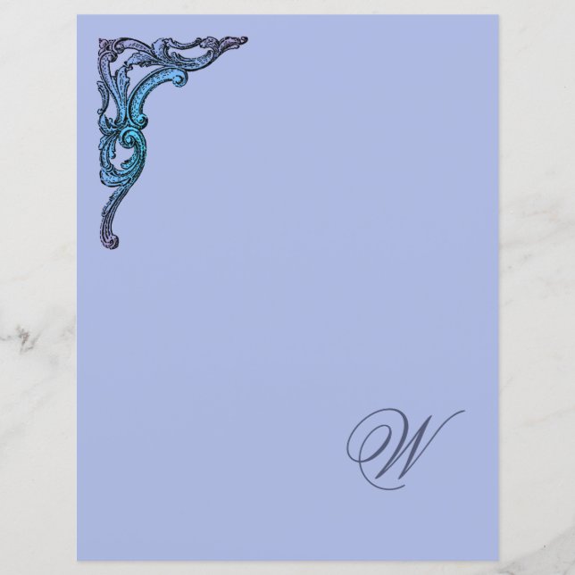 Lámina Papel de estantería de monograma romántico pastel (Anverso)