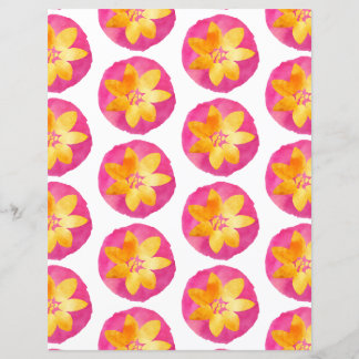 Lámina Papel de flores tropicales multicolor amarillo ros