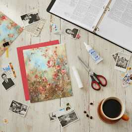 Lámina Papel de fondo de álbum de recortes floral rosa vi