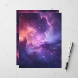 Lámina Papel de fondo de galaxia rosa y púrpura