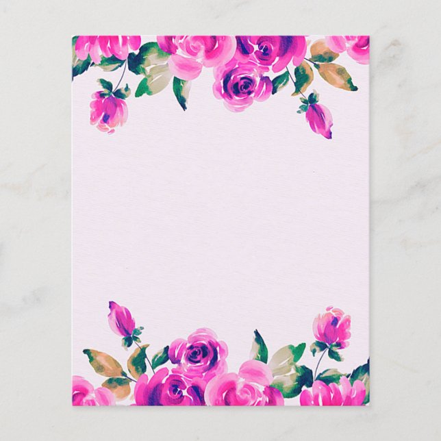 Lámina Papel de fondo del marco floral acuarela (Anverso)