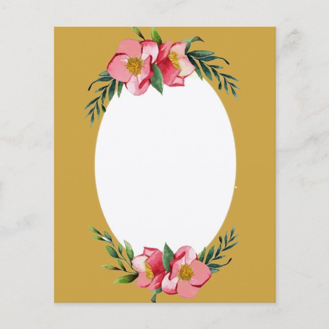 Lámina Papel de fondo del marco floral oval (Anverso)