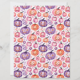 Lámina Papel de Halloween de calabaza pastel de acuarela 
